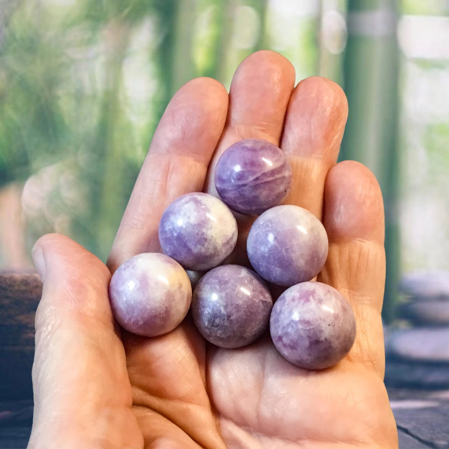 LEPIDOLITE 20mm Spheres - 1 or Sets ‚Äì Pocket Crystal Ball with Gemstone Info Card for Energy Work, Meditation, Decor & Gifts