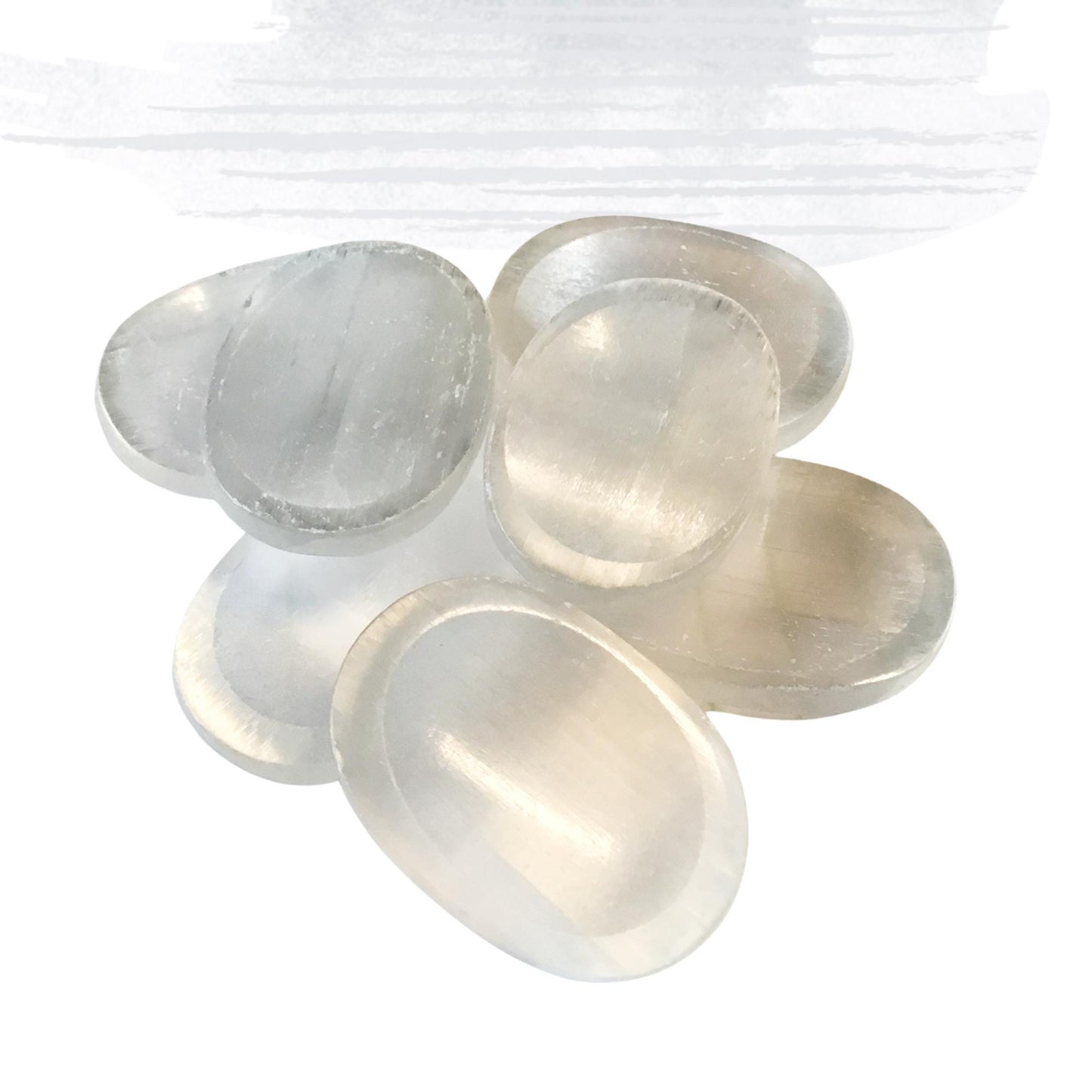 SELENITE Worry Stone, Calming and Anxiety Relief Stone, Thumb Stone, Fidget and Meditation Crystal ‚Äì Reiki Enhanced