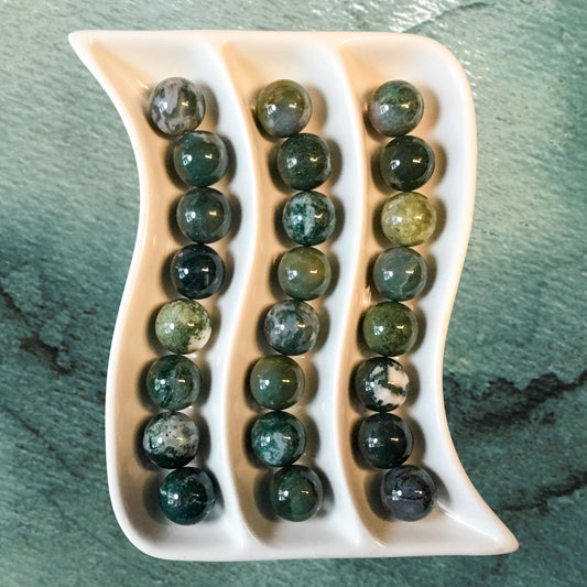 MOSS AGATE 20mm Sphere - 1 or Sets ‚Äì Pocket Crystal Ball with Gemstone Info Card for Energy Work, Meditation, Decor, Gifts for Crystal Lover