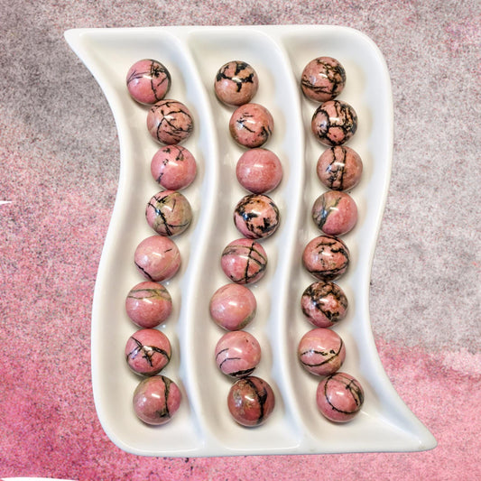 RHODONITE 20mm Sphere - 1 or Sets ‚Äì Pocket Crystal Ball with Gemstone Info Card for Energy Work, Meditation, Decor & Gifts