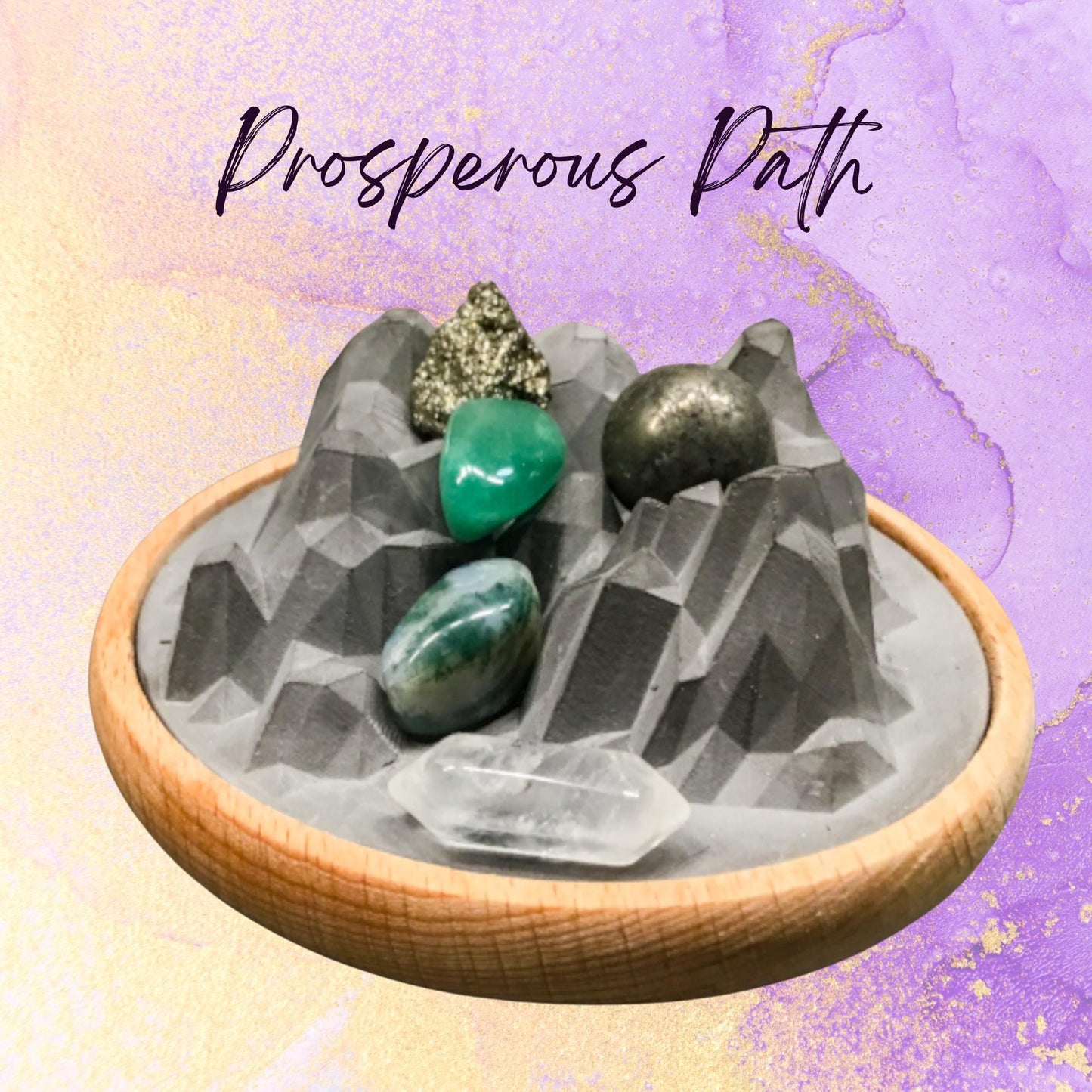 Passive Diffuser Crystal Aromatherapy Set, Prosperous Path | Pyrite and Aventurine for Abundance | Wealth and Success Gift Set