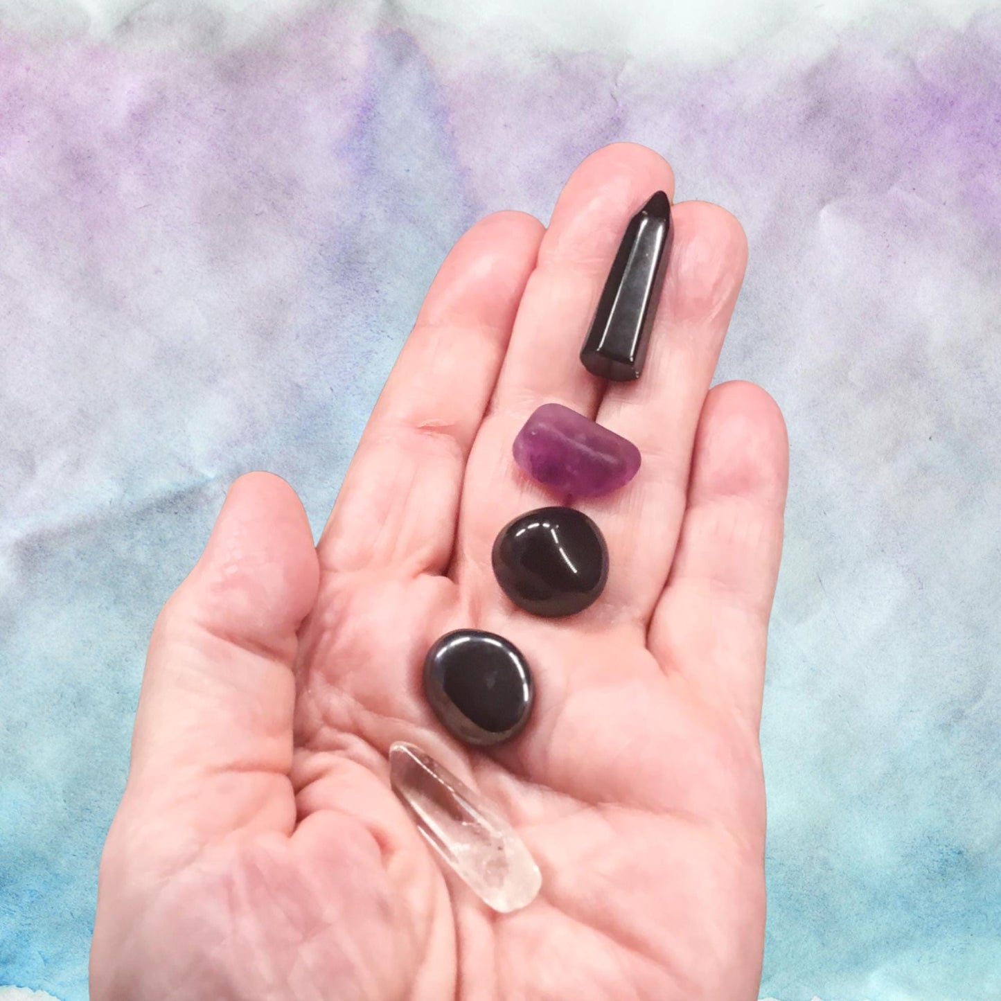 Passive Diffuser Crystal Aromatherapy Set, Sacred Guard | Obsidian and Fluorite for Protection and Strength | Energy Shielding Gift