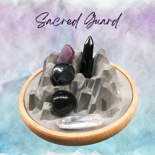 Passive Diffuser Crystal Aromatherapy Set, Sacred Guard | Obsidian and Fluorite for Protection and Strength | Energy Shielding Gift