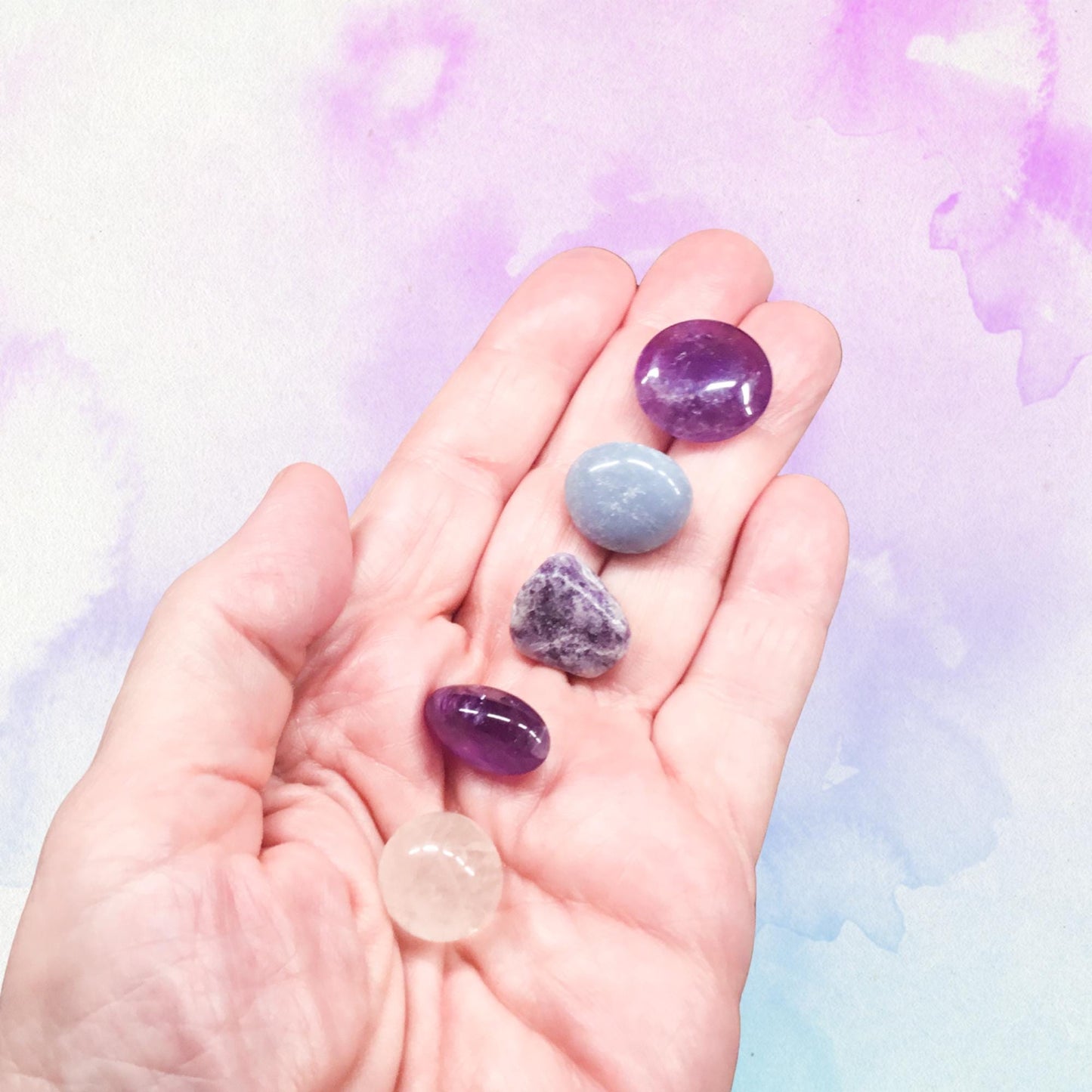 Passive Diffuser Crystal Aromatherapy Set, Peaceful Peaks | Amethyst and Angelite for Calm and Serenity | Relaxation and Sleep Gift
