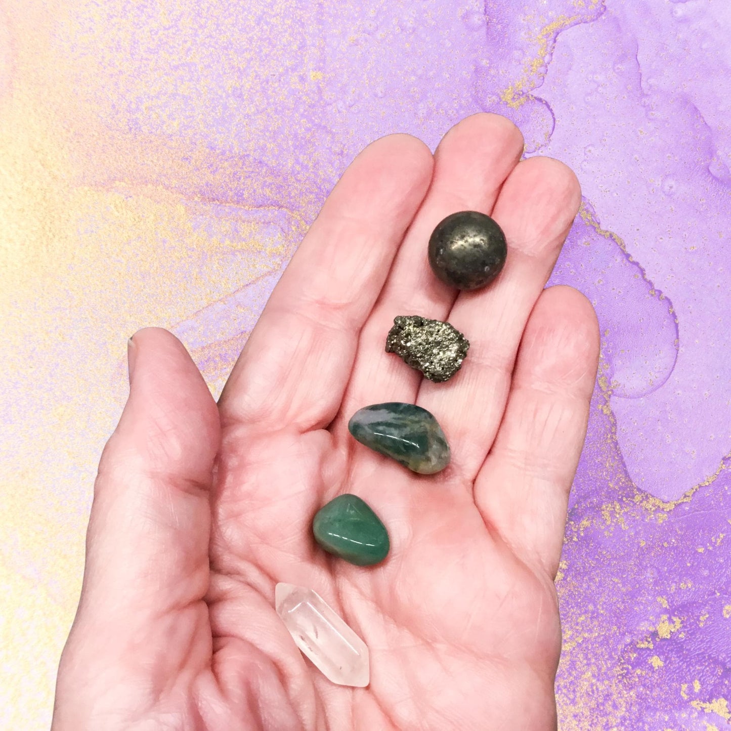 Passive Diffuser Crystal Aromatherapy Set, Prosperous Path | Pyrite and Aventurine for Abundance | Wealth and Success Gift Set