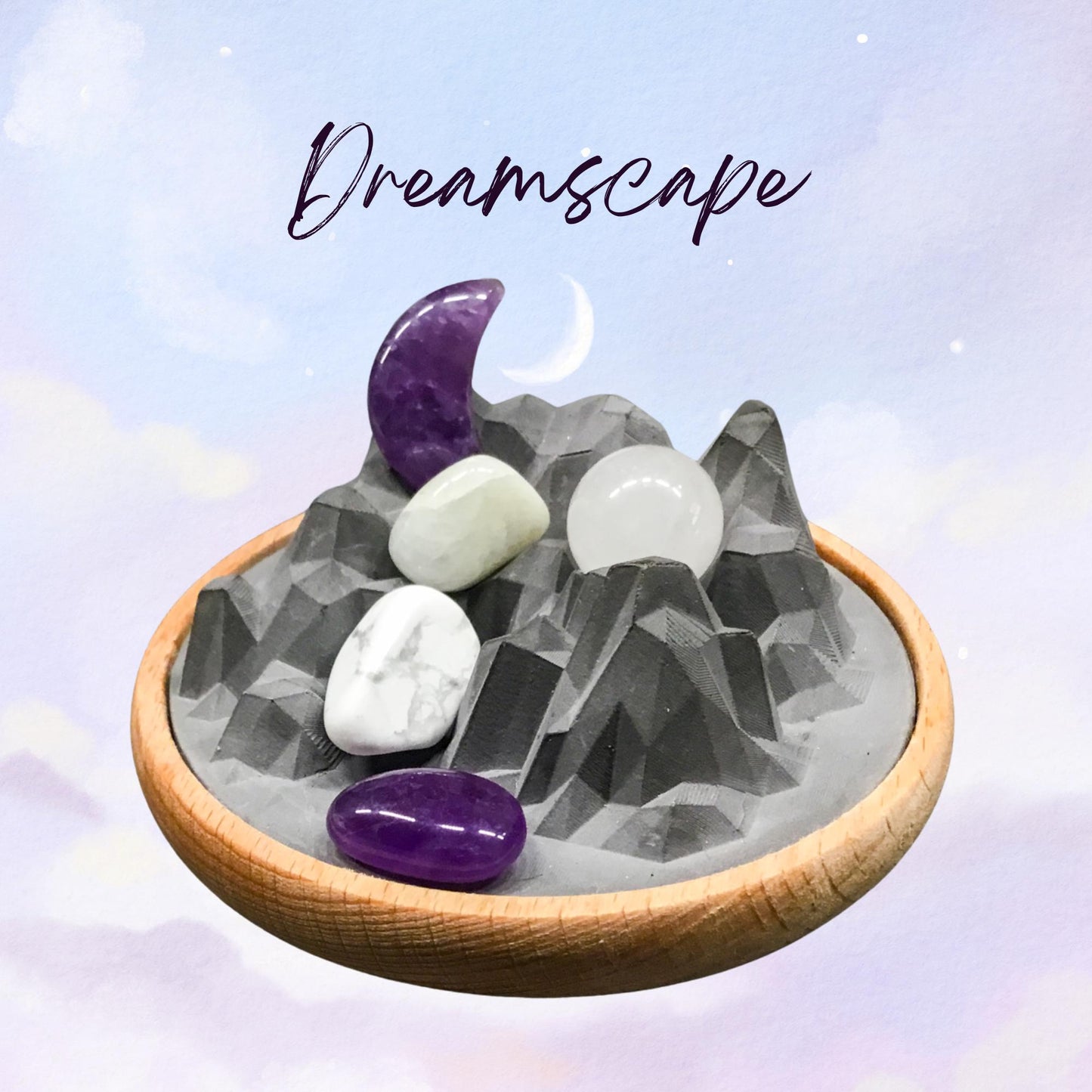 Passive Diffuser Crystal Aromatherapy Set, Dreamscape | Amethyst and Moonstone for Sleep and Dreams | Bedtime Relaxation Gift