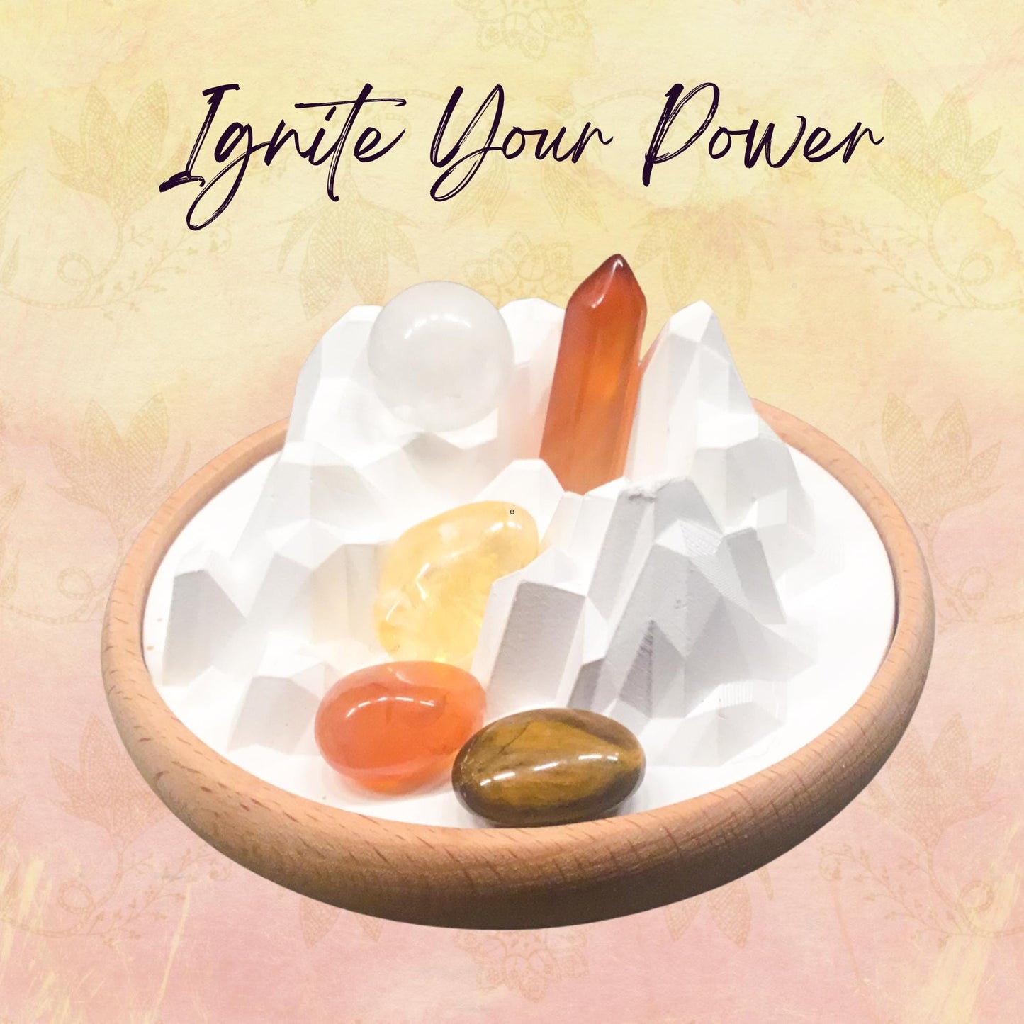 Passive Diffuser Crystal Aromatherapy Set, Ignite Your Power | Carnelian and Citrine for Confidence and Motivation | Empowerment Gift Set