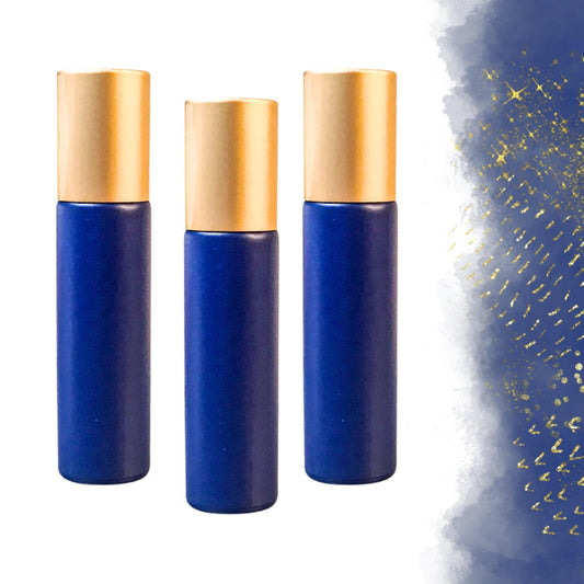 Classic Navy Blue Glass Gemstone Roller Bottle • Classic Collection • Crystal Rollerball • 49 Gemstone Choices • 10ml