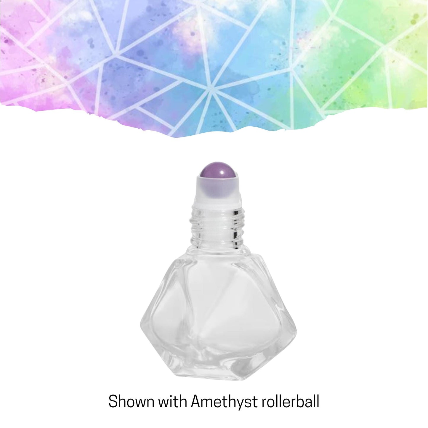 Geometric Gemstone Roller Bottle • Clear Glass • Bamboo Cap • Signature Shapes • 8ml • Crystal Rollerball • 12 Gemstone Choices