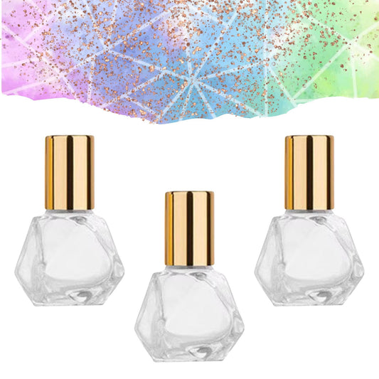 Geometric Gemstone Roller Bottle • Clear Glass • Signature Shapes • 8ml • Crystal Rollerball • 12 Gemstone Choices