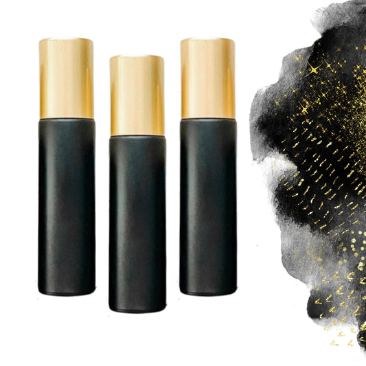 Classic Black Glass Gemstone Roller Bottle • Classic Collection • Crystal Rollerball • 49 Gemstone Choices • 10ml