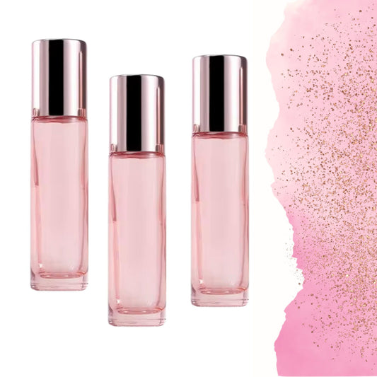 Blush Pink Glass Gemstone Roller Bottle • 49 Crystal Rollerball Choices • 5ml or 10ml • Refillable