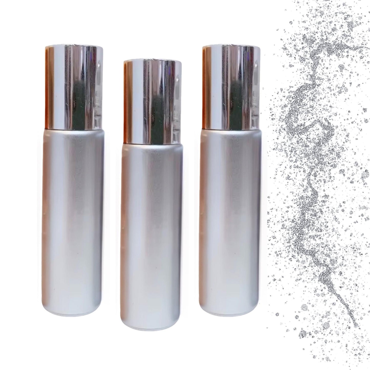 Soft Silver Gemstone Roller Bottle • 10ml Glass Essential Oil Bottle • 49 Crystal Rollerball Choices • Refillable Perfume Container