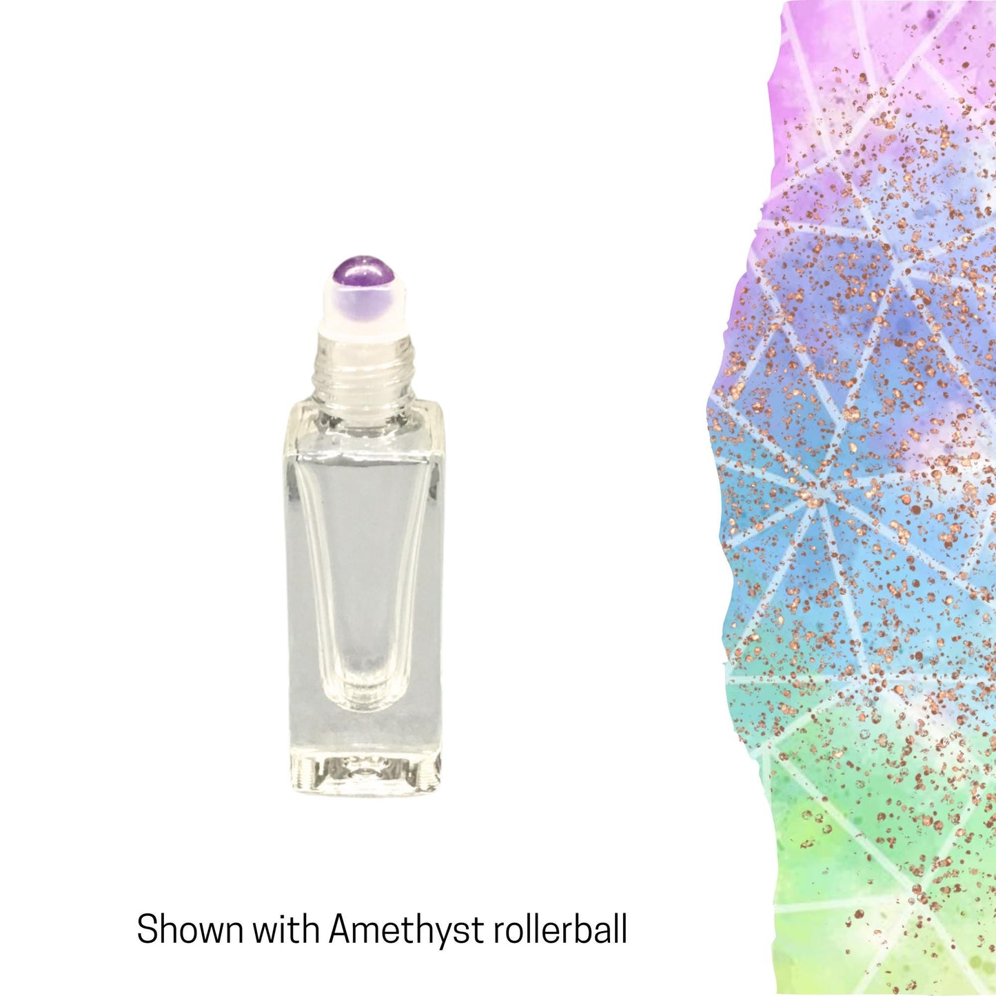 Small Square Gemstone Roller Bottle • Clear Glass • Signature Shapes • 7ml • Crystal Rollerball • 12 Gemstone Choices