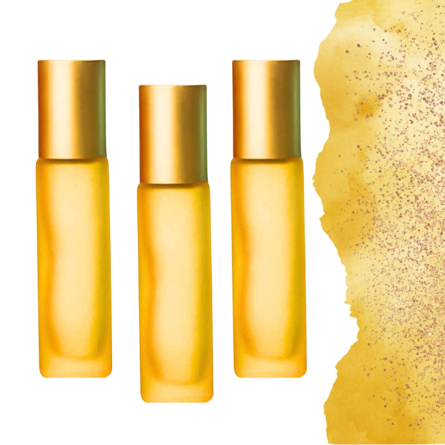 Frosted Yellow Glass Gemstone Roller Bottle • Crystal Rollerball • 49 Gemstone Choices • 5ml or 10ml