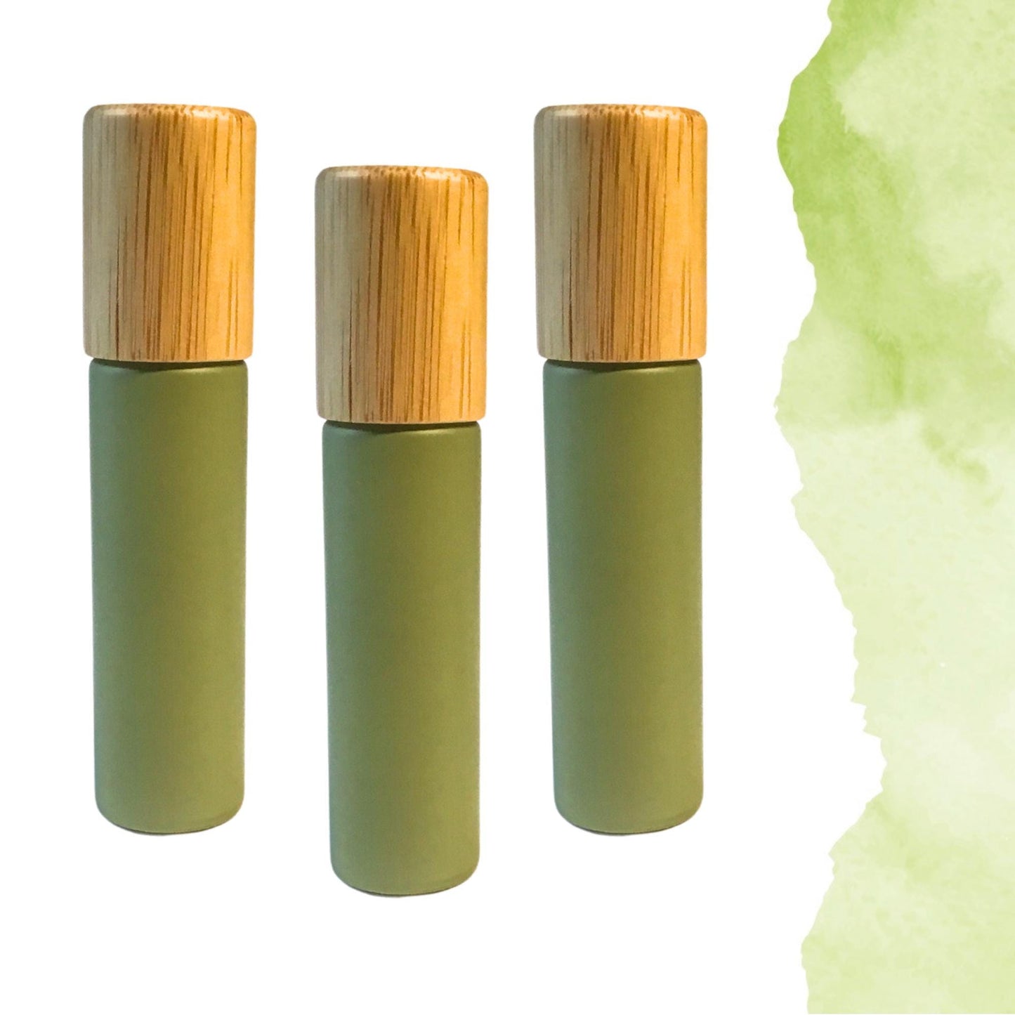 Prairie Green Glass Gemstone Roller Bottle • Bamboo Cap • Crystal Rollerball • 49 Gemstone Choices • 5ml or 10ml