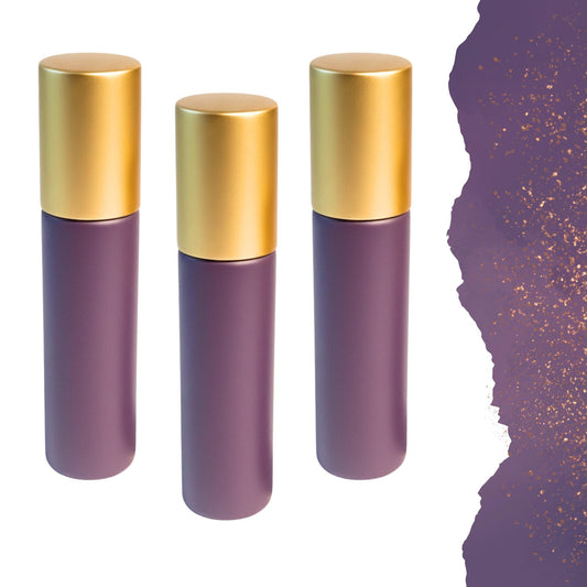 Sunset Purple Glass Gemstone Roller Bottle • Crystal Rollerball • 49 Gemstone Choices • 5ml or 10ml