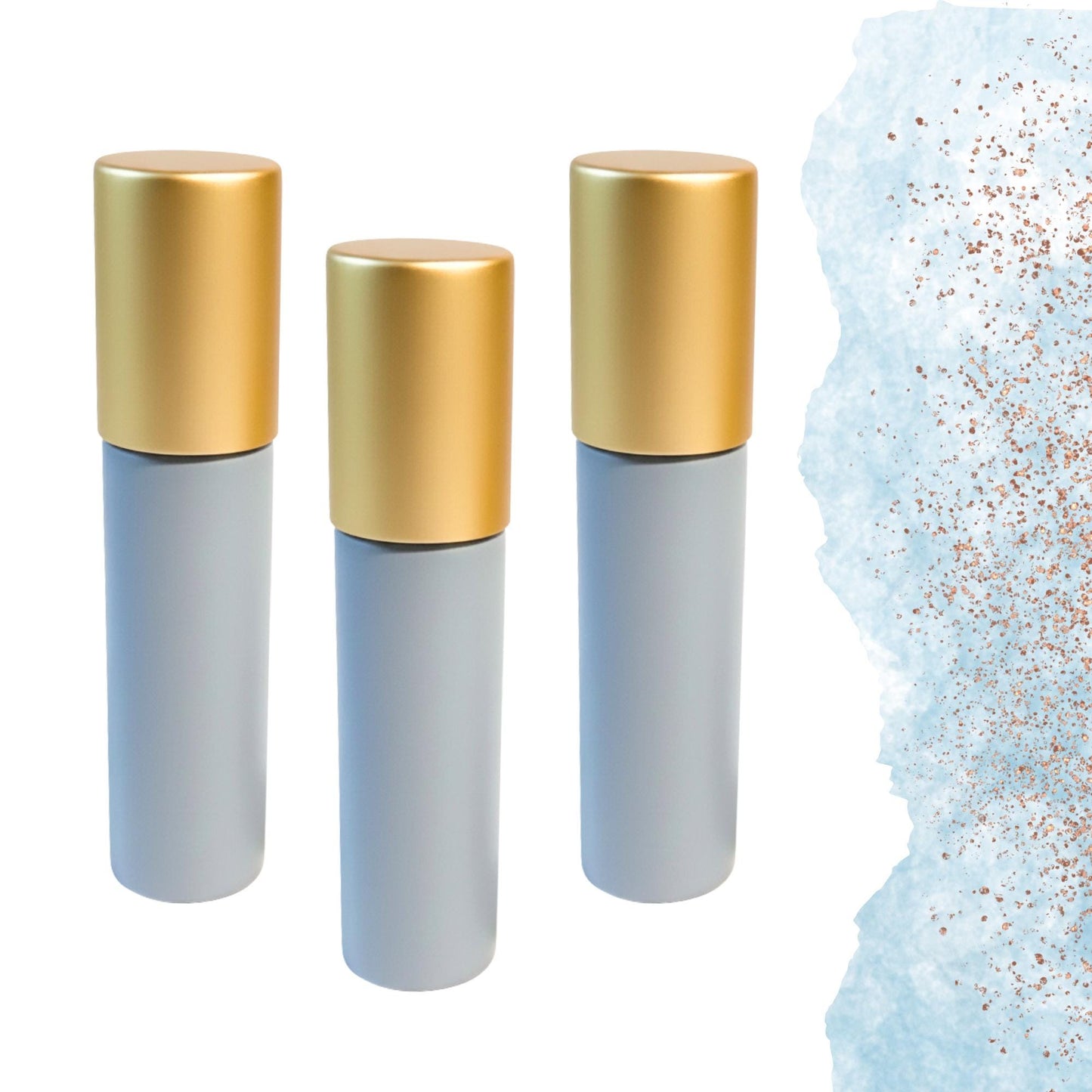 Sky Blue Glass Gemstone Roller Bottle • Crystal Rollerball • 49 Gemstone Choices • 5ml or 10ml