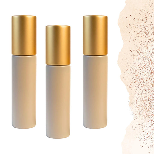 Beach Sand Tan Glass Gemstone Roller Bottle • Crystal Rollerball • 49 Gemstone Choices • 5ml or 10ml
