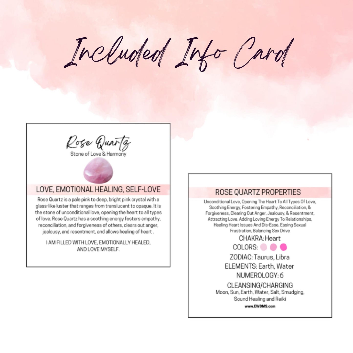 Rose Quartz Gemstone Roller Bottle, Love & Self-Care, Crystal Rollerball, 5ml or 10ml