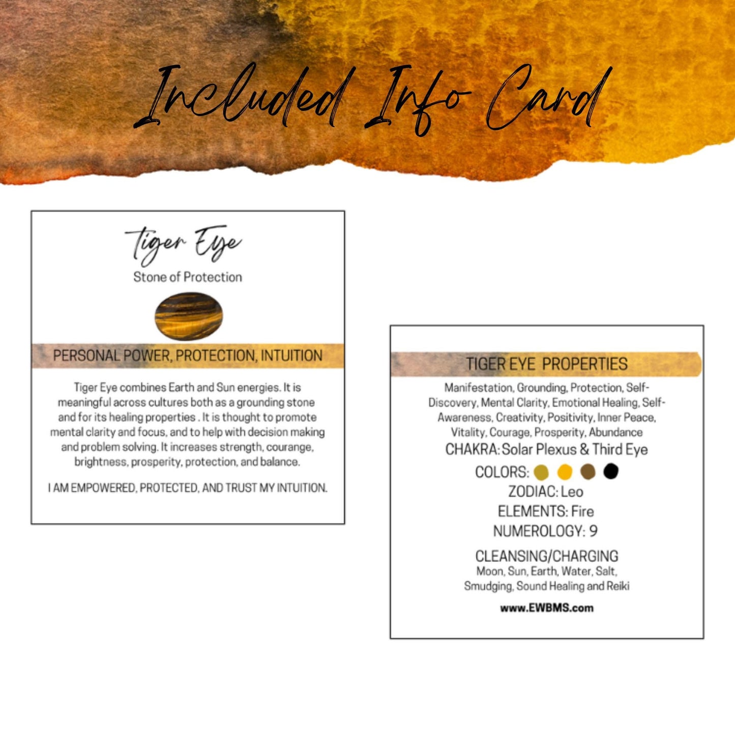 Tiger Eye Gemstone Roller Bottle, Confidence & Focus, Crystal Rollerball, 5ml or 10ml