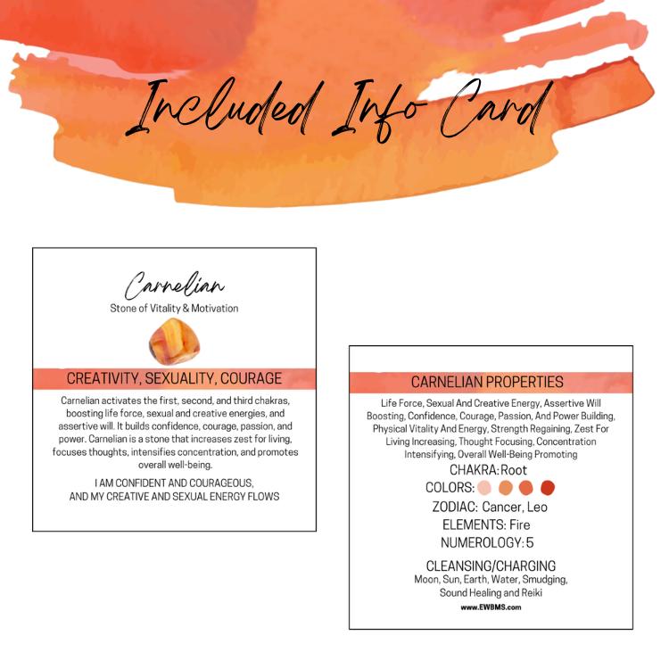 Carnelian Gemstone Roller Bottle, Motivation & Confidence, Crystal Rollerball, 5ml or 10ml