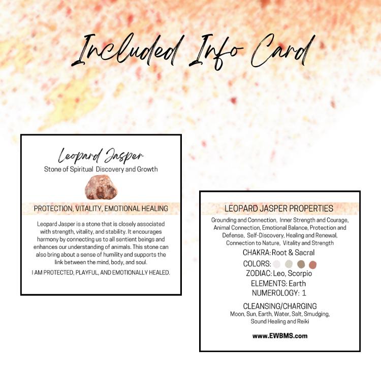 Leopard Jasper Gemstone Roller Bottle, Strength & Stability, Crystal Rollerball, 5ml or 10ml
