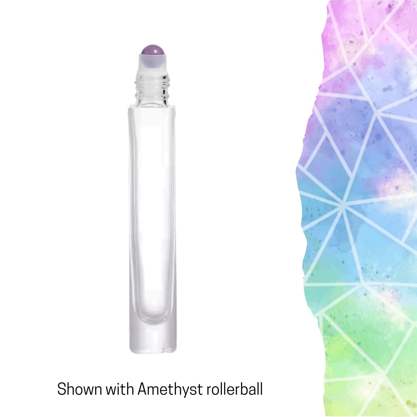 Tall Round Gemstone Roller Bottle • Clear Glass • Bamboo Cap • Signature Shapes • 10ml • Crystal Rollerball • 12 Gemstone Choices