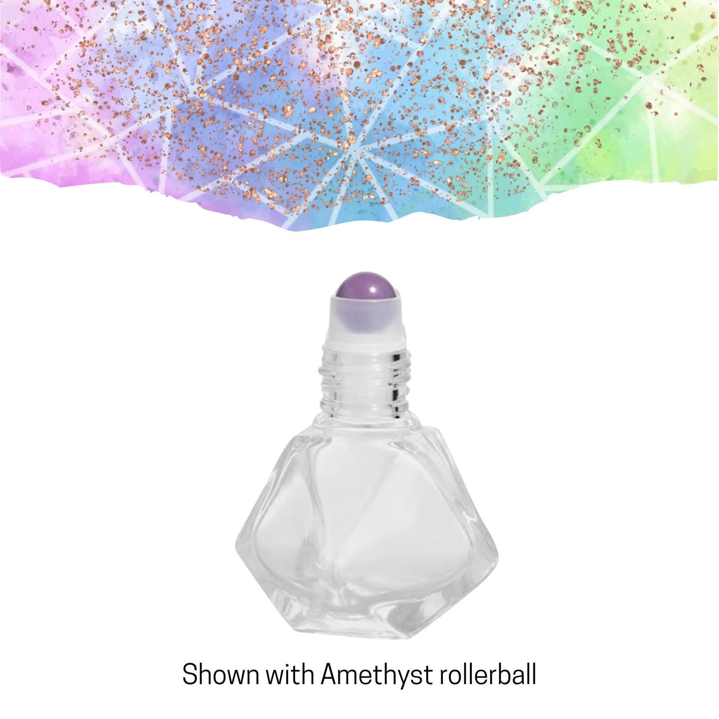 Geometric Gemstone Roller Bottle • Clear Glass • Signature Shapes • 8ml • Crystal Rollerball • 12 Gemstone Choices