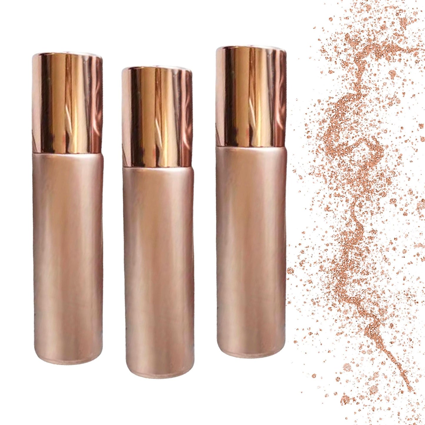 Soft Rose Gold Gemstone Roller Bottle • 10ml Glass Essential Oil Bottle • 49 Crystal Rollerball Choices • Refillable Perfume Container