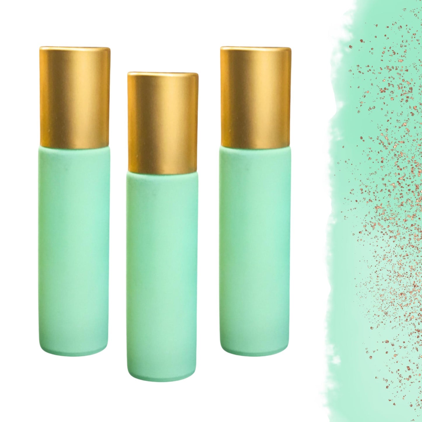Matte Mint Green Gemstone Roller Bottle • 49 Crystal Rollerball Choices • 10ml • Essential Oil Roller • Refillable