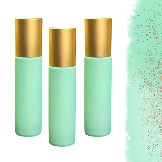 Matte Mint Green Gemstone Roller Bottle • 49 Crystal Rollerball Choices • 10ml • Essential Oil Roller • Refillable