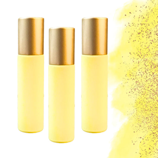 Matte Yellow Gemstone Roller Bottle • 49 Crystal Rollerball Choices • 10ml • Essential Oil Roller • Refillable
