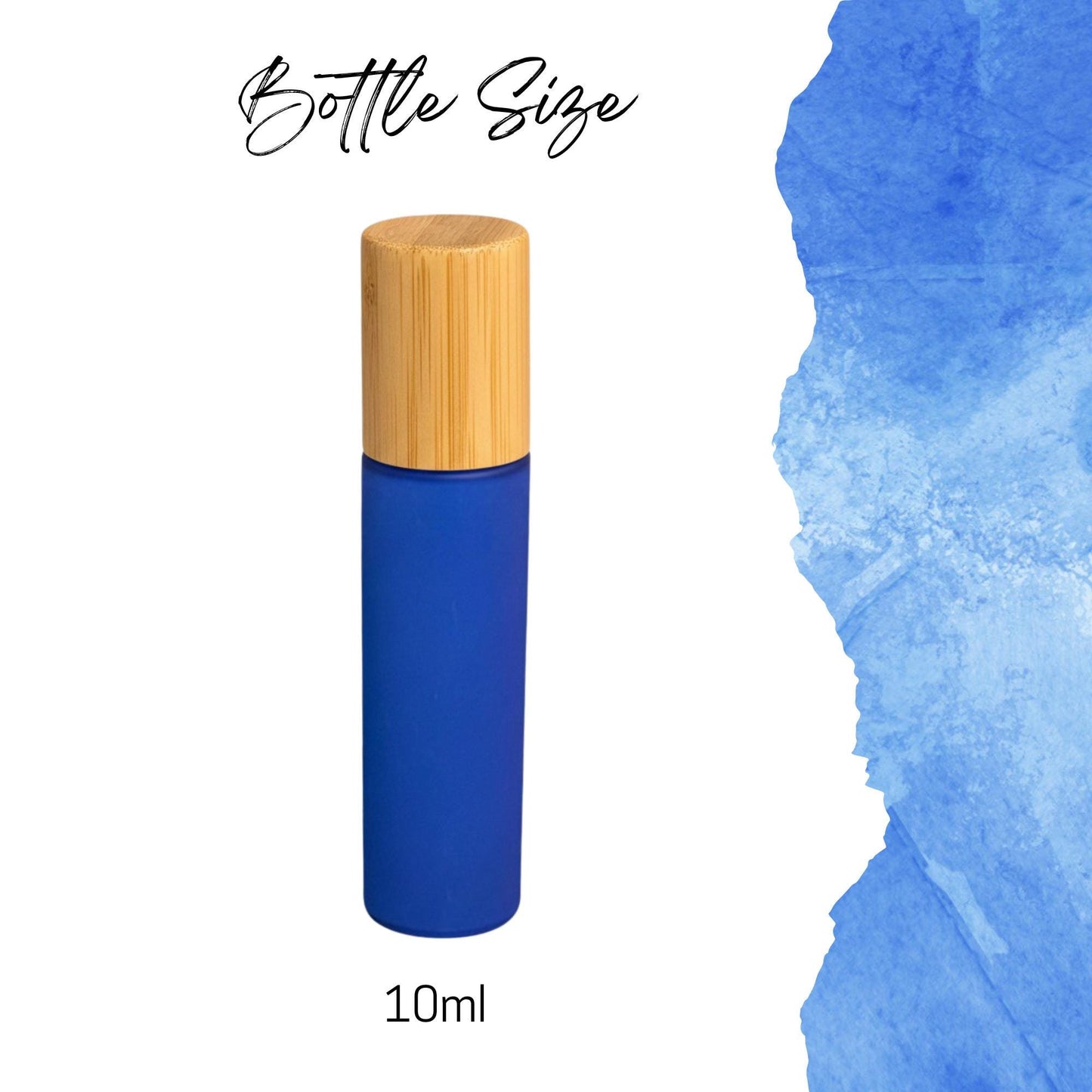 Matte Blue Gemstone Roller Bottle with Bamboo Cap • 49 Crystal Rollerball Choices • 10ml • Essential Oil Roller • Refillable