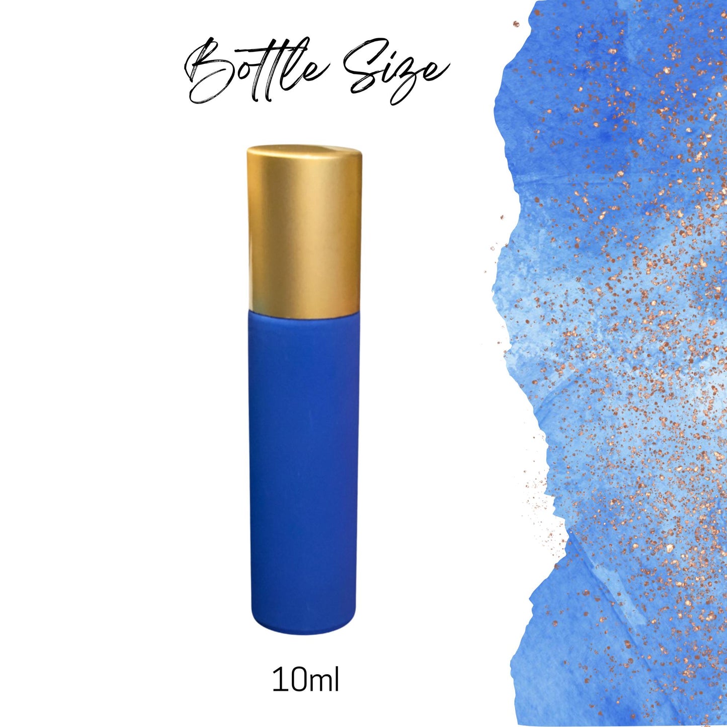Matte Blue Gemstone Roller Bottle • 49 Crystal Rollerball Choices • 10ml • Essential Oil Roller • Refillable