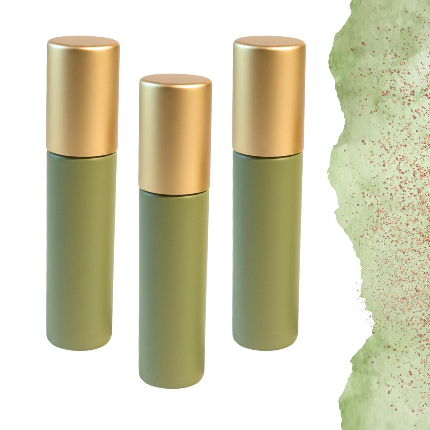 Forest Green Glass Gemstone Roller Bottle • Crystal Rollerball • 49 Gemstone Choices • 5ml or 10ml