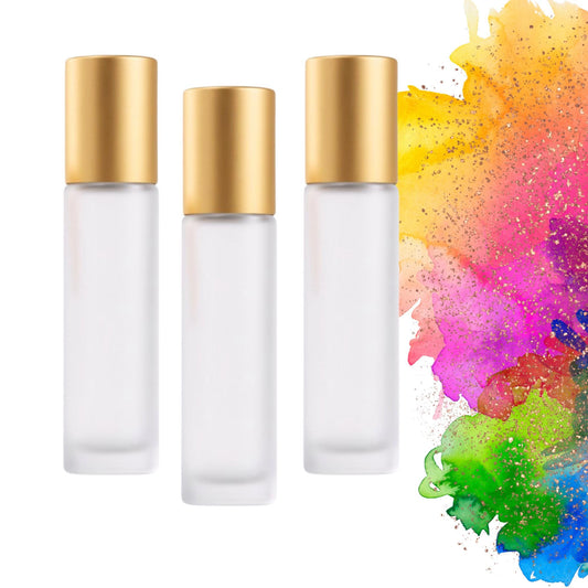 Frosted Clear Glass Gemstone Roller Bottle • Crystal Rollerball • 49 Gemstone Choices • 5ml or 10ml