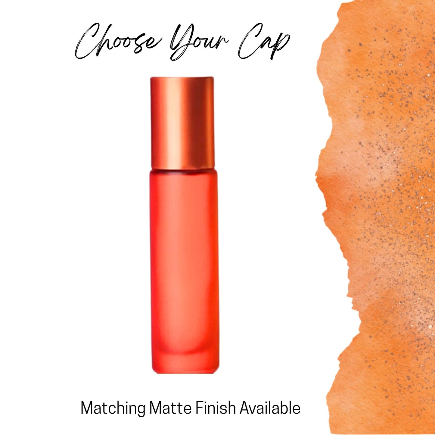 Frosted Orange Glass Gemstone Roller Bottle • Crystal Rollerball • 49 Gemstone Choices • 5ml or 10ml