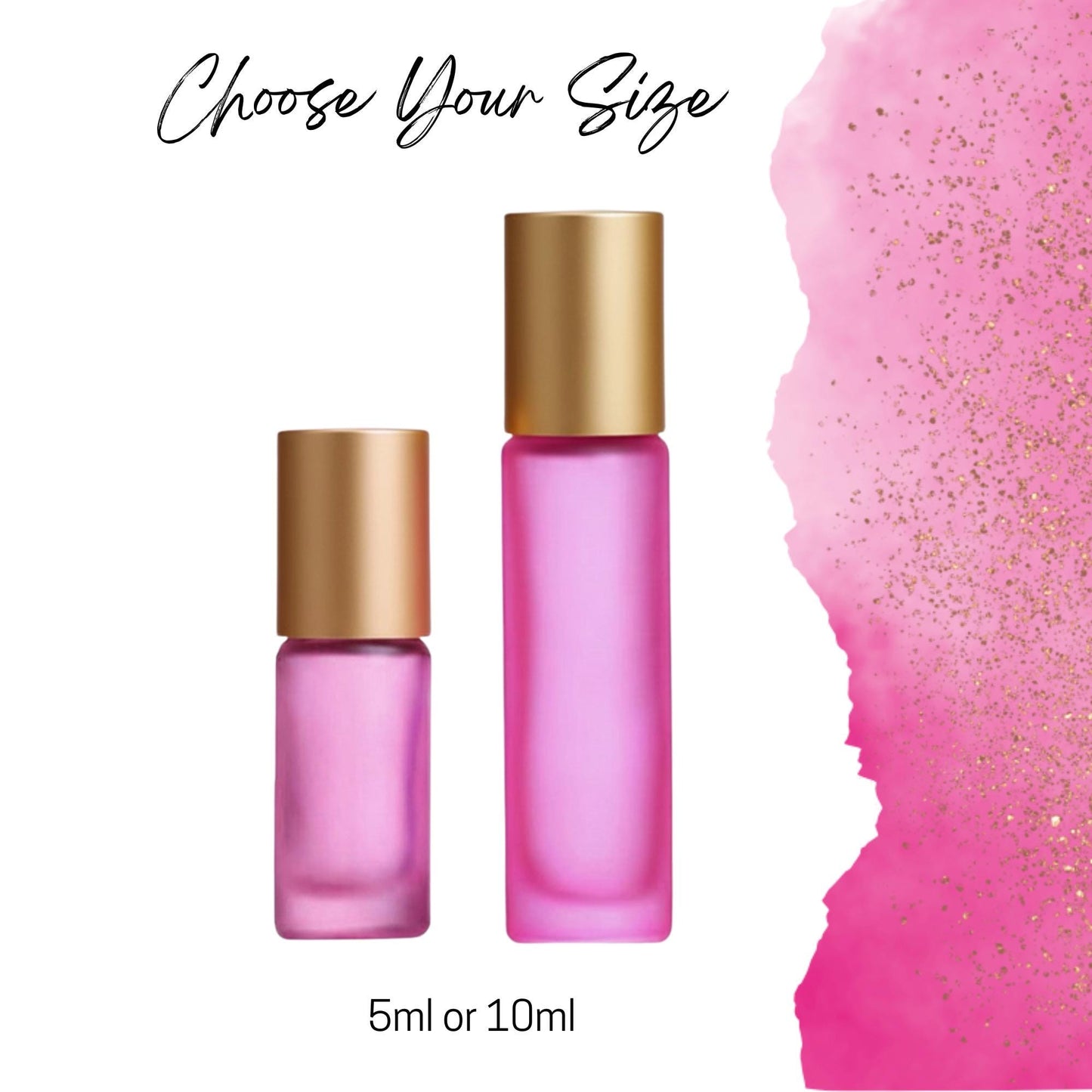 Frosted Pink Glass Gemstone Roller Bottle • Crystal Rollerball • 49 Gemstone Choices • 5ml or 10ml