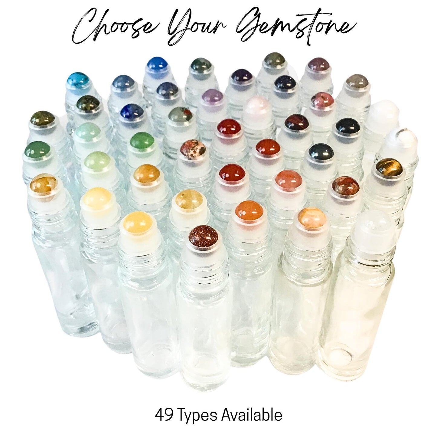 Iridescent Gemstone Roller Bottle • Crystal Rollerball • 10ml • Essential Oil Roller • 49 Gemstone Choices