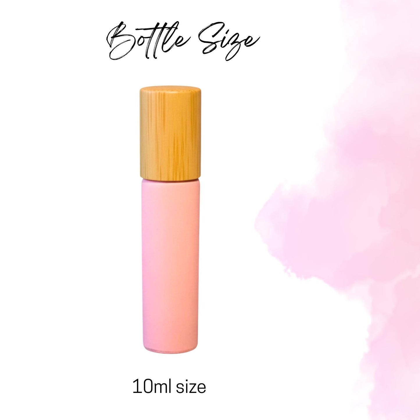 Matte Pink Gemstone Roller Bottle with Bamboo Cap • 49 Crystal Rollerball Choices • 10ml • Essential Oil Roller • Refillable