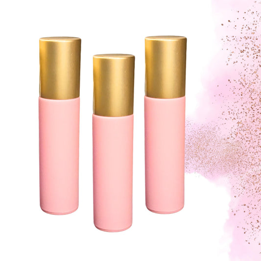 Matte Pink Gemstone Roller Bottle • 49 Crystal Rollerball Choices • 10ml • Essential Oil Roller • Refillable