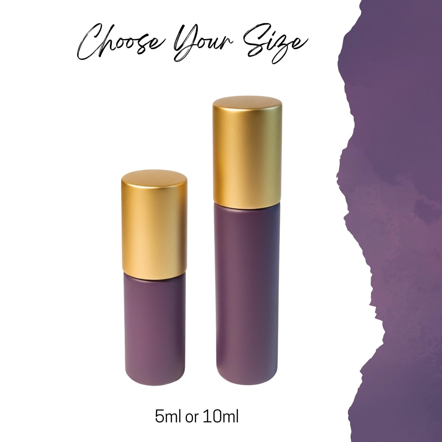 Sunset Purple Glass Gemstone Roller Bottle • Crystal Rollerball • 49 Gemstone Choices • 5ml or 10ml