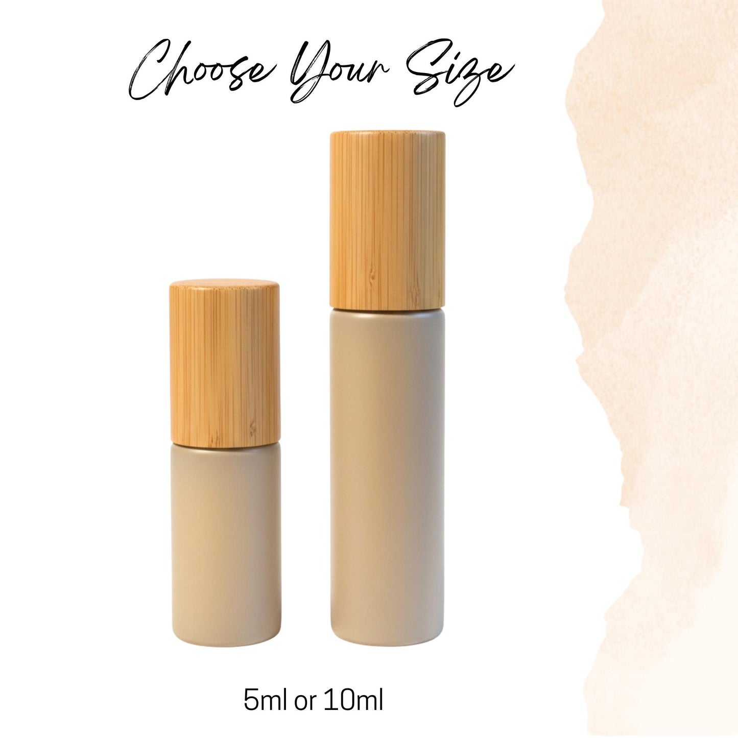 Beach Sand Tan Glass Gemstone Roller Bottle • Bamboo Cap • Crystal Rollerball • 49 Gemstone Choices • 5ml or 10ml