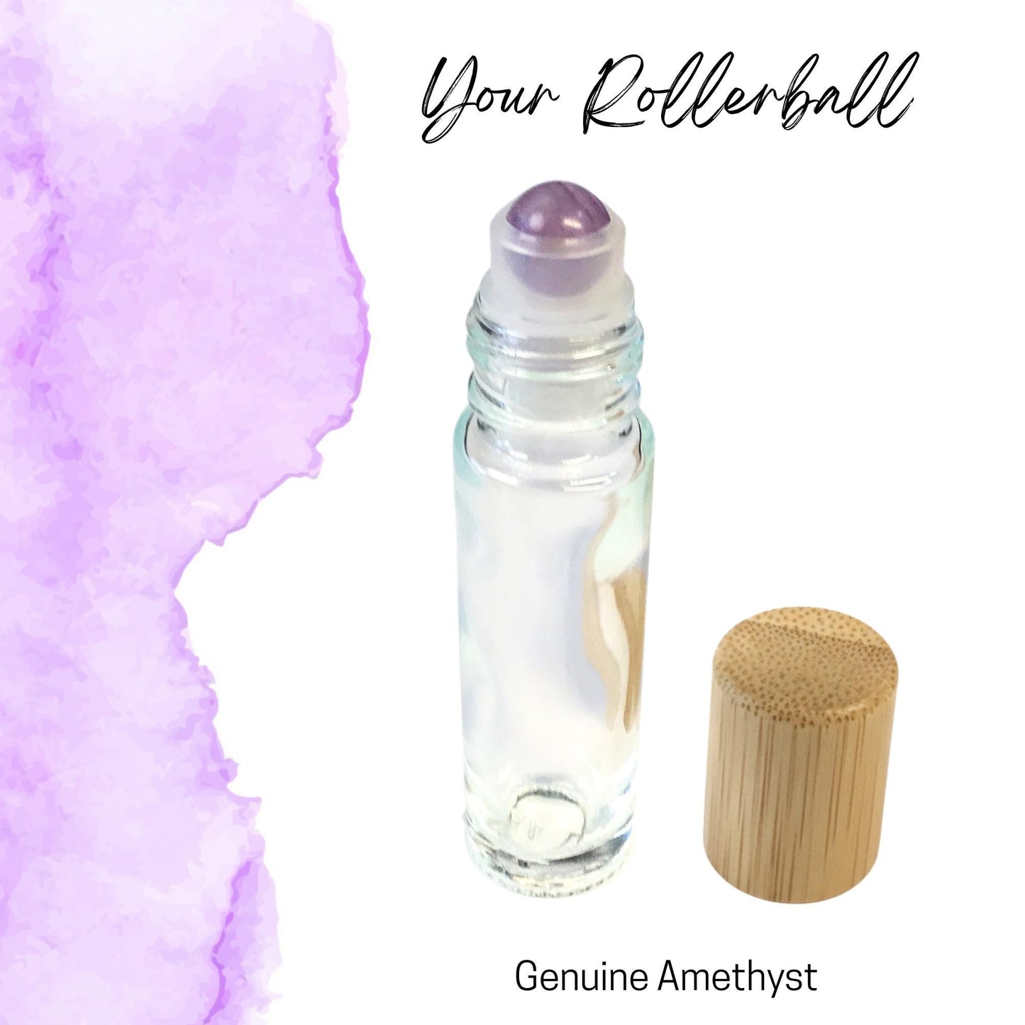Amethyst Gemstone Roller Bottle, Calm & Clarity, Crystal Rollerball, 5ml or 10ml
