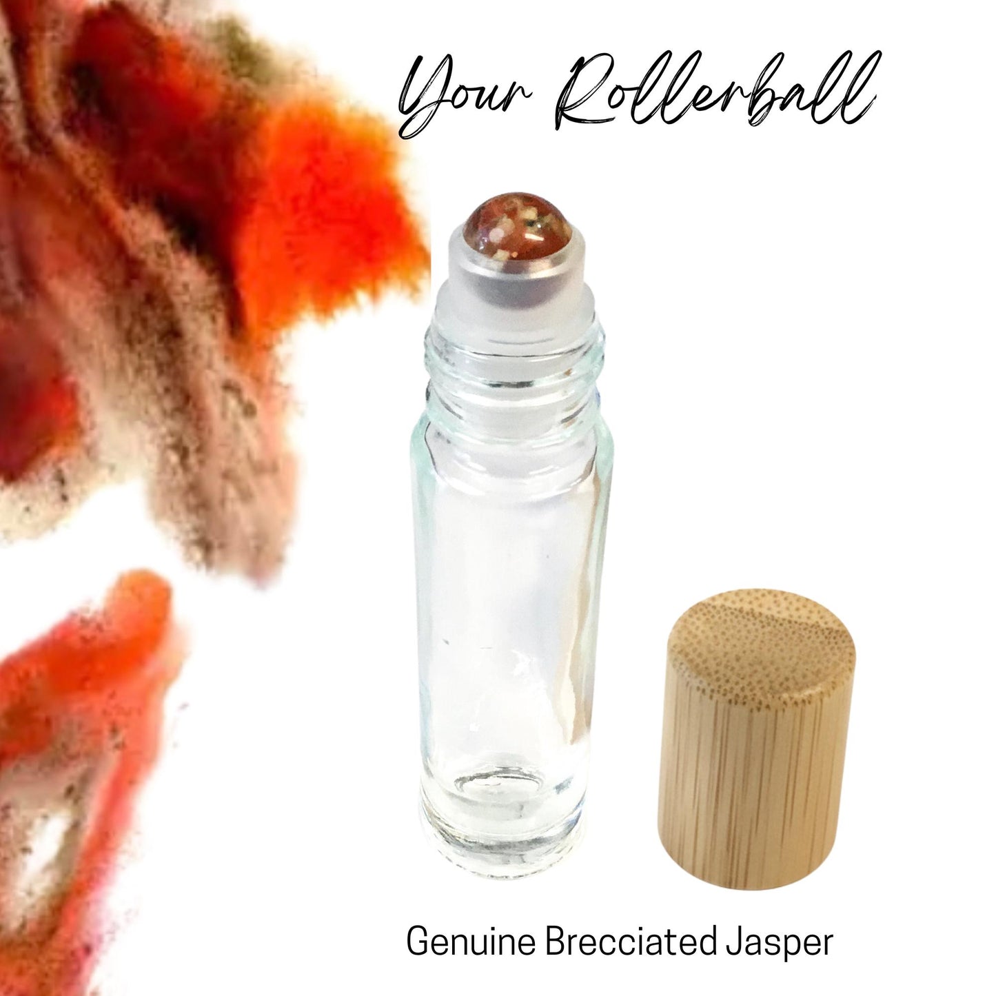 Brecciated Jasper Gemstone Roller Bottle, Strength & Stability, Crystal Rollerball, 5ml or 10ml