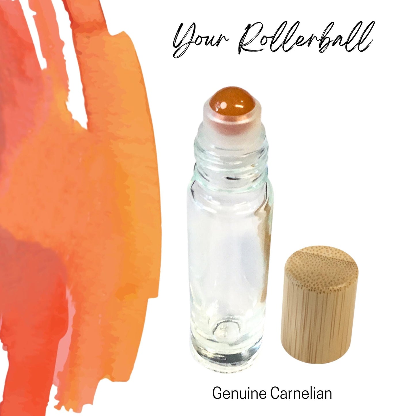 Carnelian Gemstone Roller Bottle, Motivation & Confidence, Crystal Rollerball, 5ml or 10ml