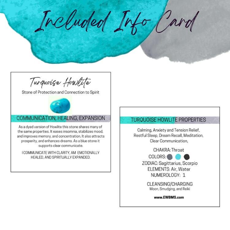 Turquoise Howlite Gemstone Roller Bottle, Calm & Communication, Crystal Rollerball, 5ml or 10ml