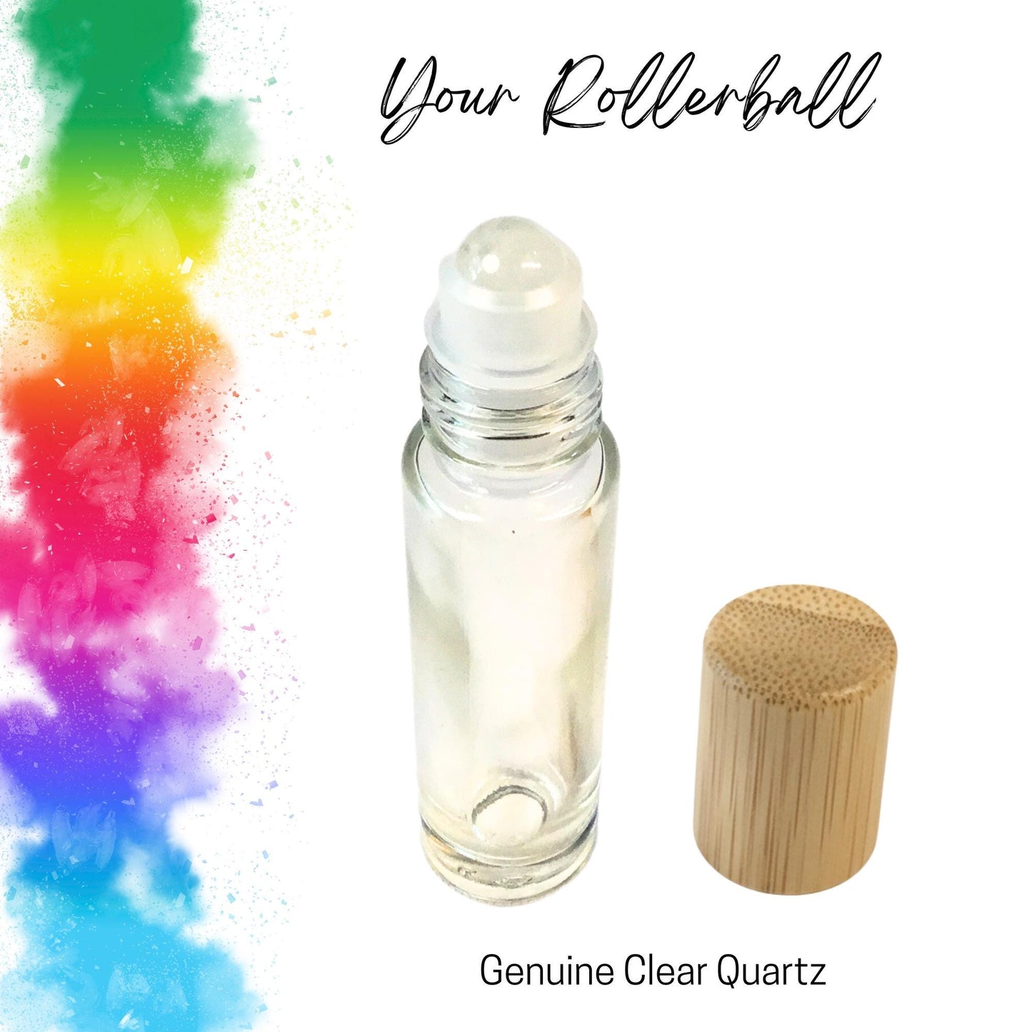 Clear Quartz Gemstone Roller Bottle, Clarity & Balance, Crystal Rollerball, 5ml or 10ml