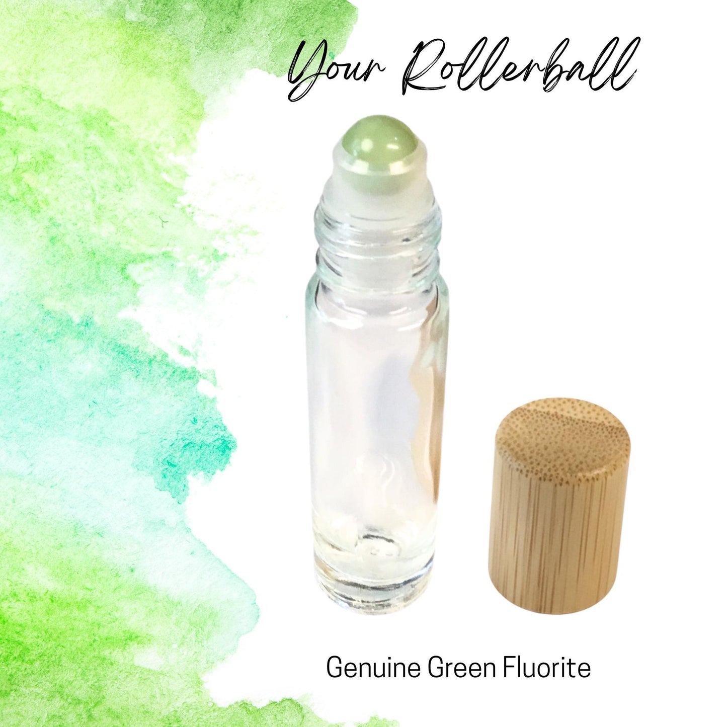 Green Fluorite Gemstone Roller Bottle, Focus & Balance, Crystal Rollerball, 5ml or 10ml